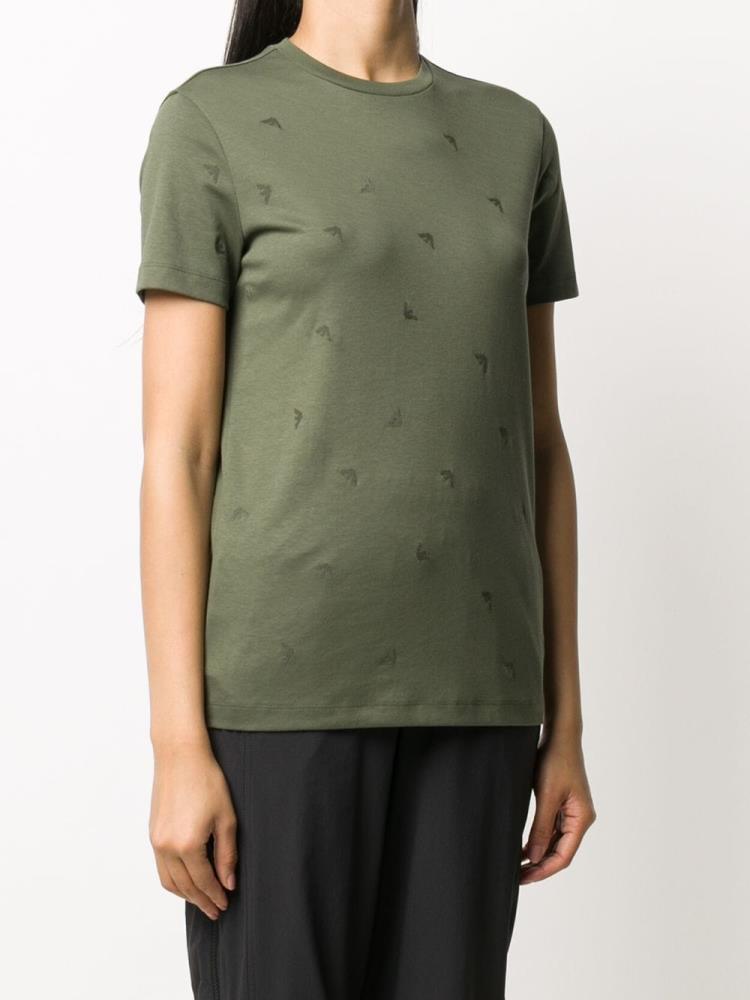 Camiseta Armani Emporio All Over Embroidered Logos Mujer Verde | P8OKI0HB