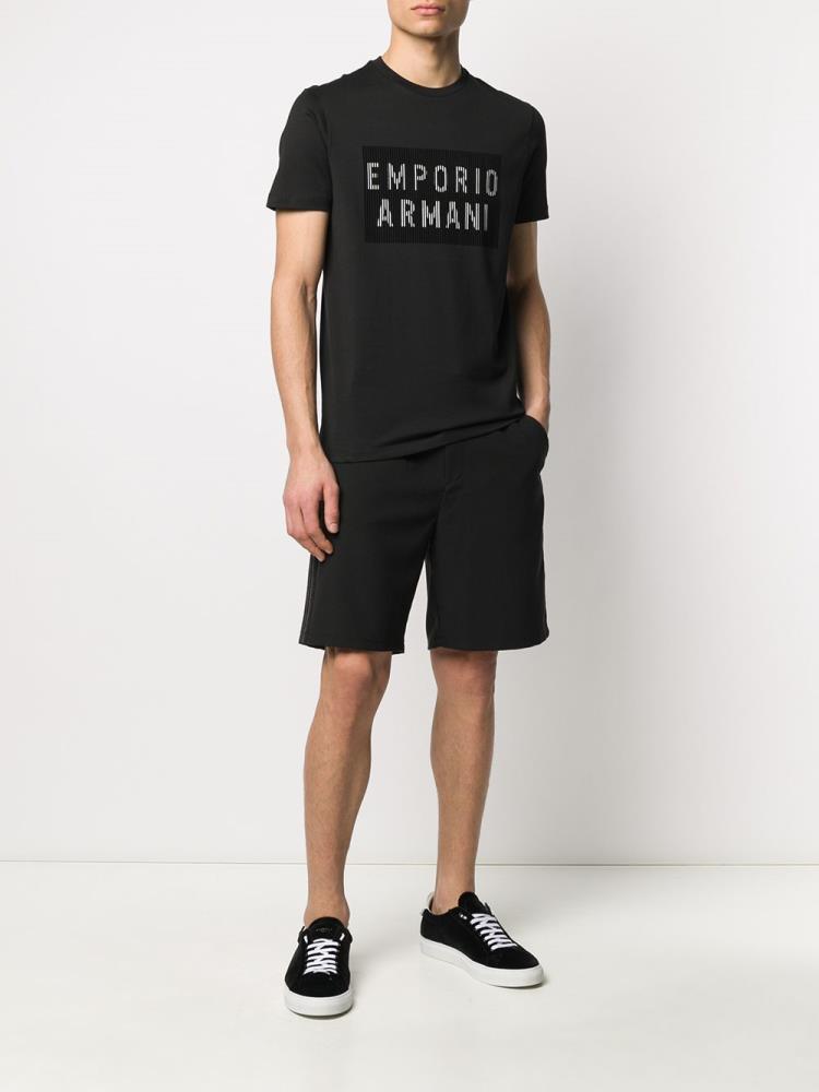 Camiseta Armani Emporio Barcode Logo Print Hombre Negras | EO3H2XPZ