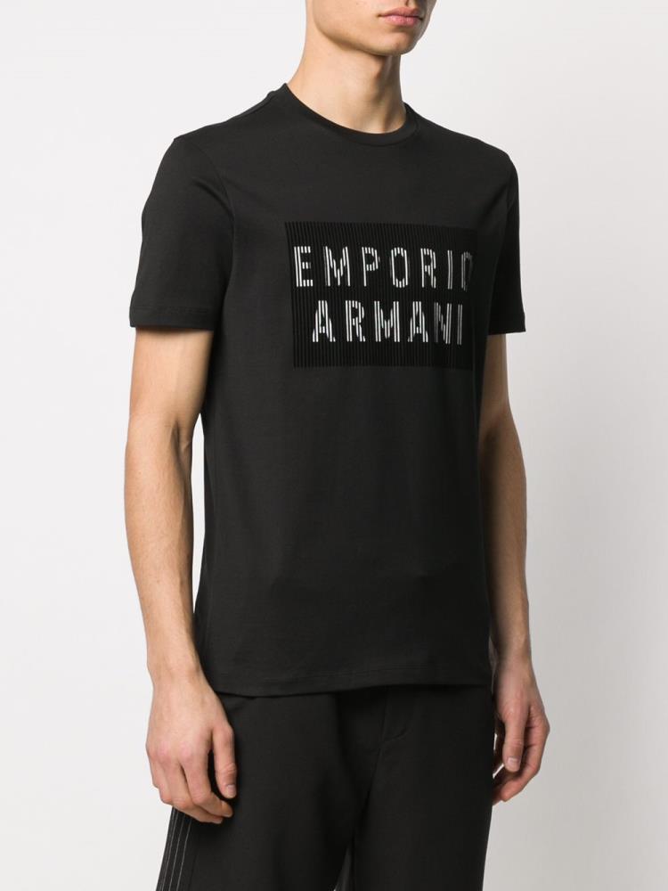 Camiseta Armani Emporio Barcode Logo Print Hombre Negras | EO3H2XPZ