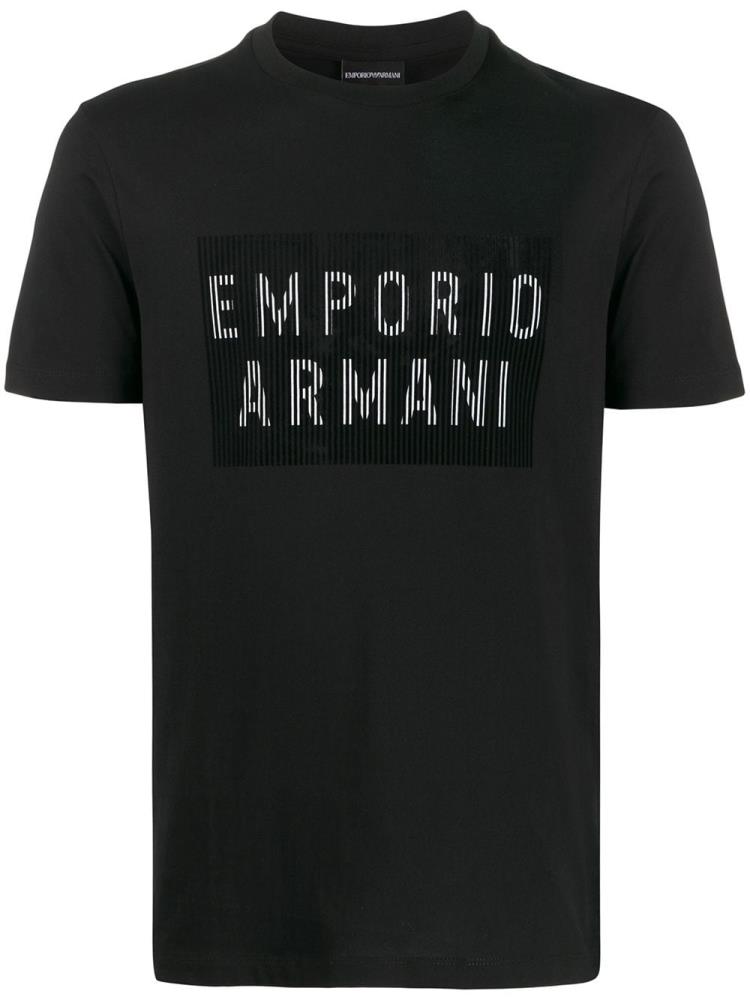 Camiseta Armani Emporio Barcode Logo Print Hombre Negras | EO3H2XPZ