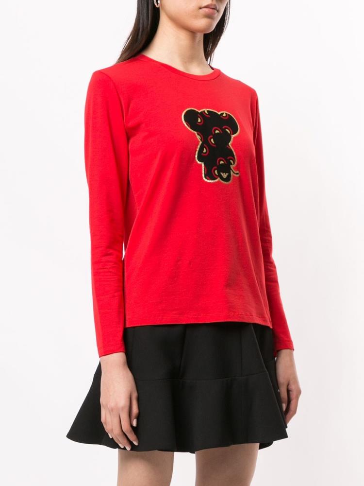 Camiseta Armani Emporio Bear Print Mujer Rojas | EOLQRWW4