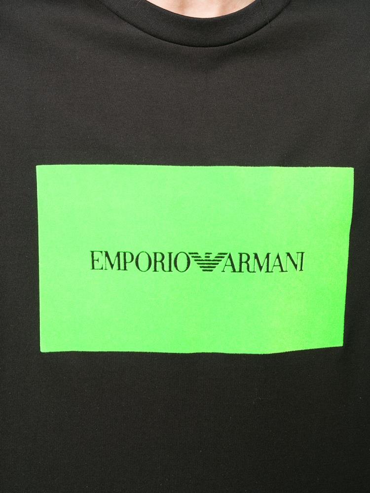 Camiseta Armani Emporio Boxed Logo Print Hombre Negras | GUG5CC3U