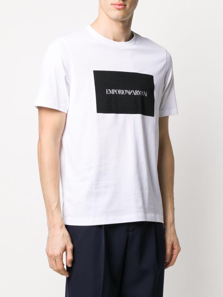 Camiseta Armani Emporio Boxed Logo Print Hombre Blancas | HI727X4W