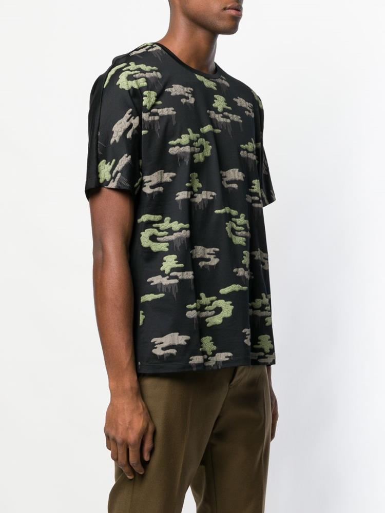 Camiseta Armani Emporio Camouflage Print Hombre Negras | 2E754R4Y