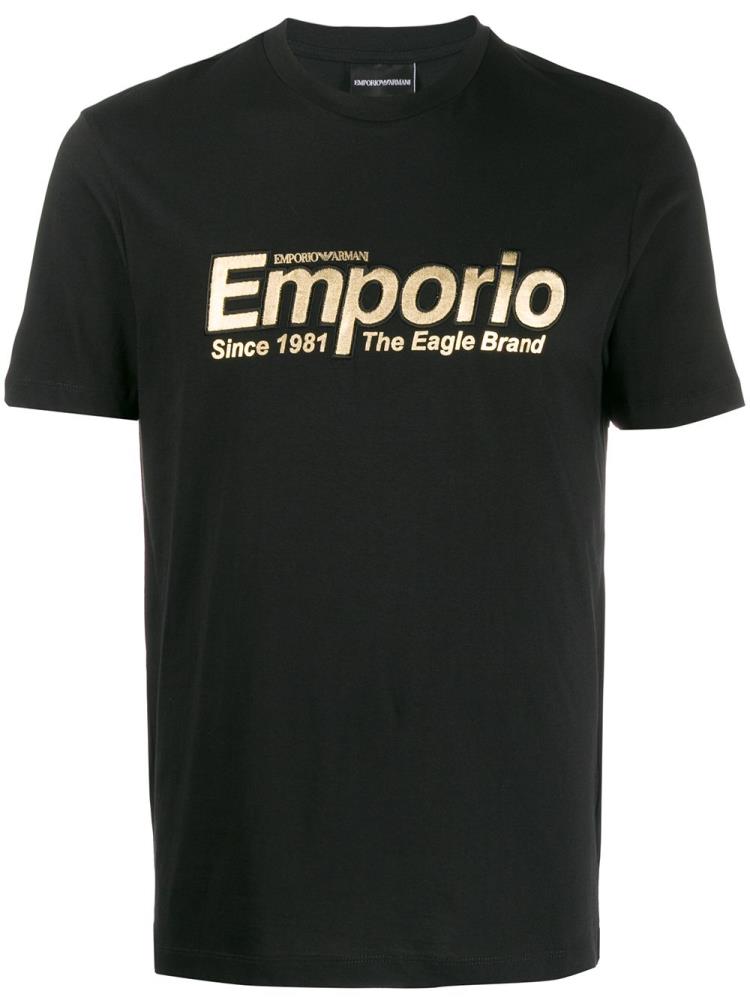 Camiseta Armani Emporio Corta Sleeve Logo Hombre Negras | AXH8ZY0U