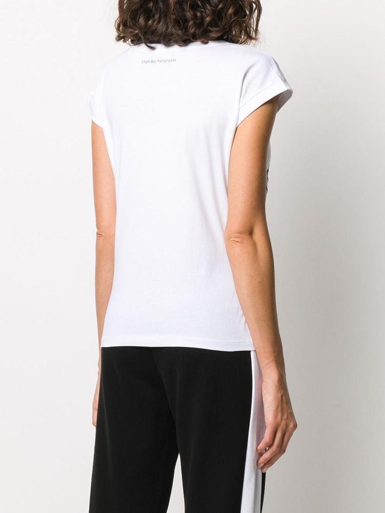 Camiseta Armani Emporio Curved Logo Mujer Blancas | QYQ93J8R