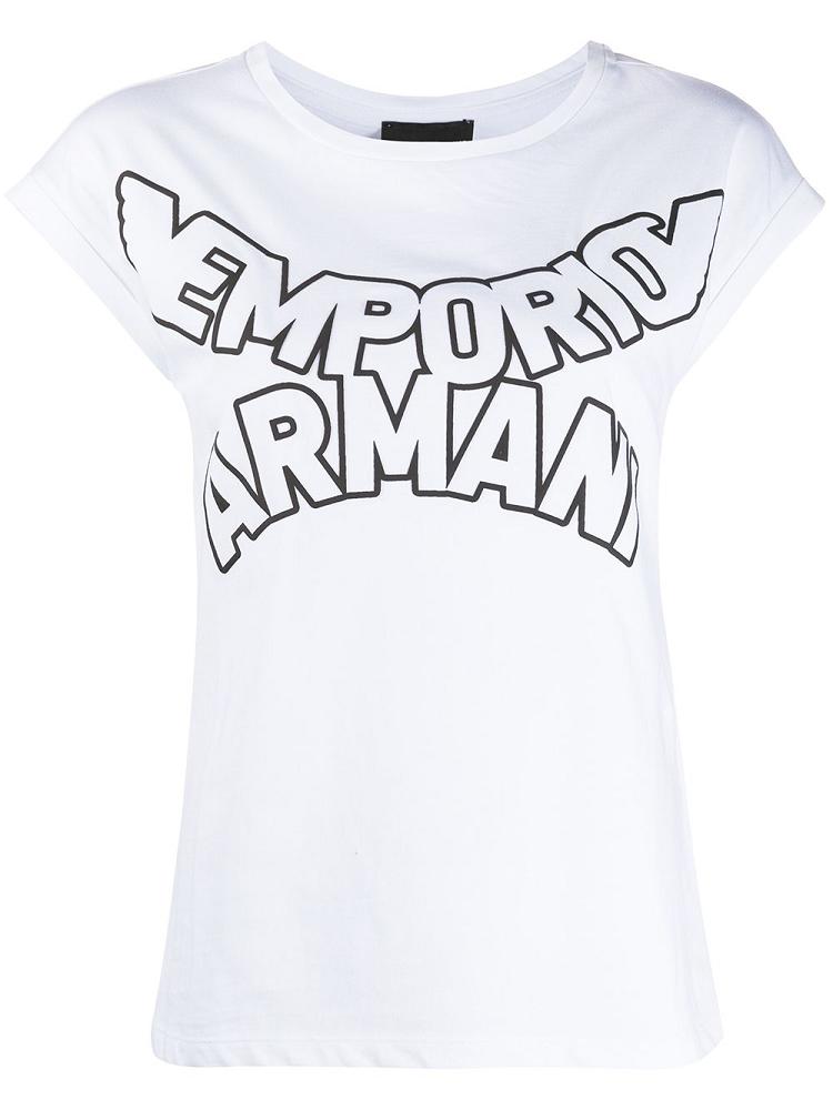 Camiseta Armani Emporio Curved Logo Mujer Blancas | QYQ93J8R