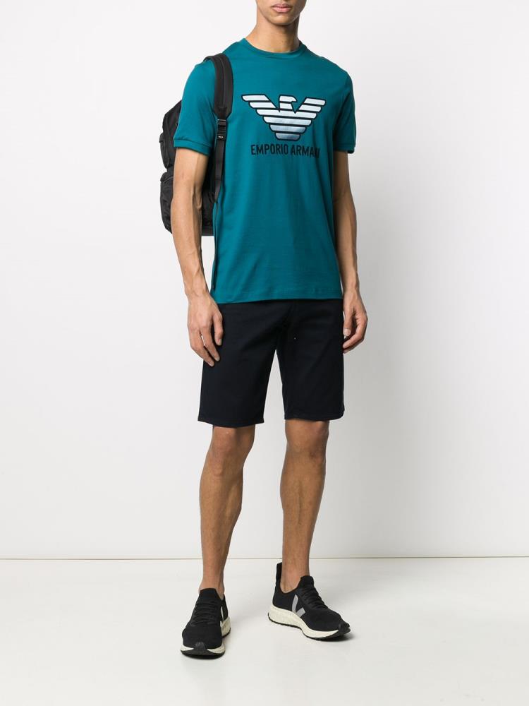 Camiseta Armani Emporio Eagle Logo Hombre Azules | NWK3VYEU