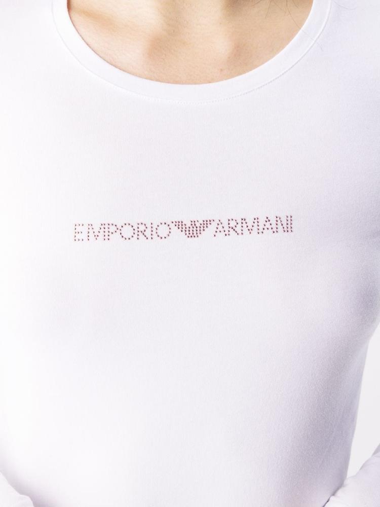 Camiseta Armani Emporio Embellished Logo Mujer Blancas | SK4EC7SJ