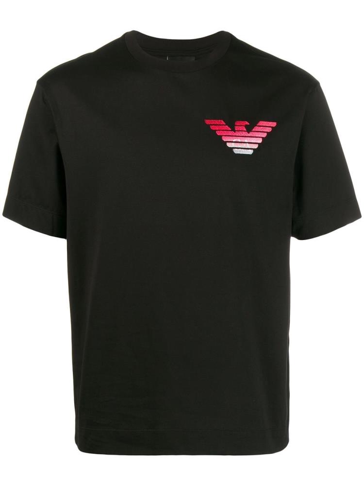 Camiseta Armani Emporio Embroidered Logo Hombre Negras | 5WL0DEIC