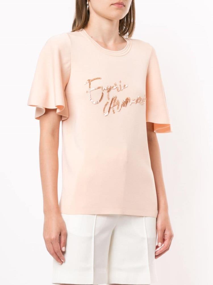 Camiseta Armani Emporio Embroidered Logo Mujer Naranjas | GVIMEETZ