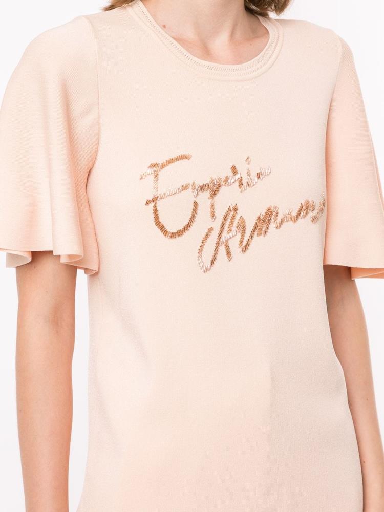 Camiseta Armani Emporio Embroidered Logo Mujer Naranjas | GVIMEETZ