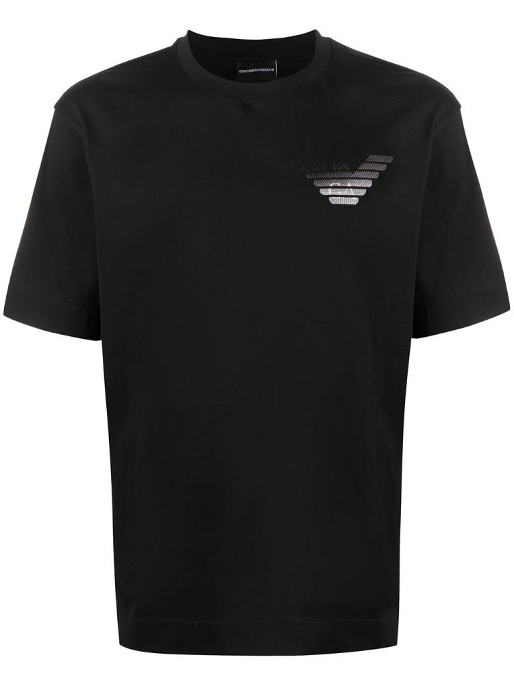 Camiseta Armani Emporio Embroidered Logo Hombre Negras | MBMUM2PT