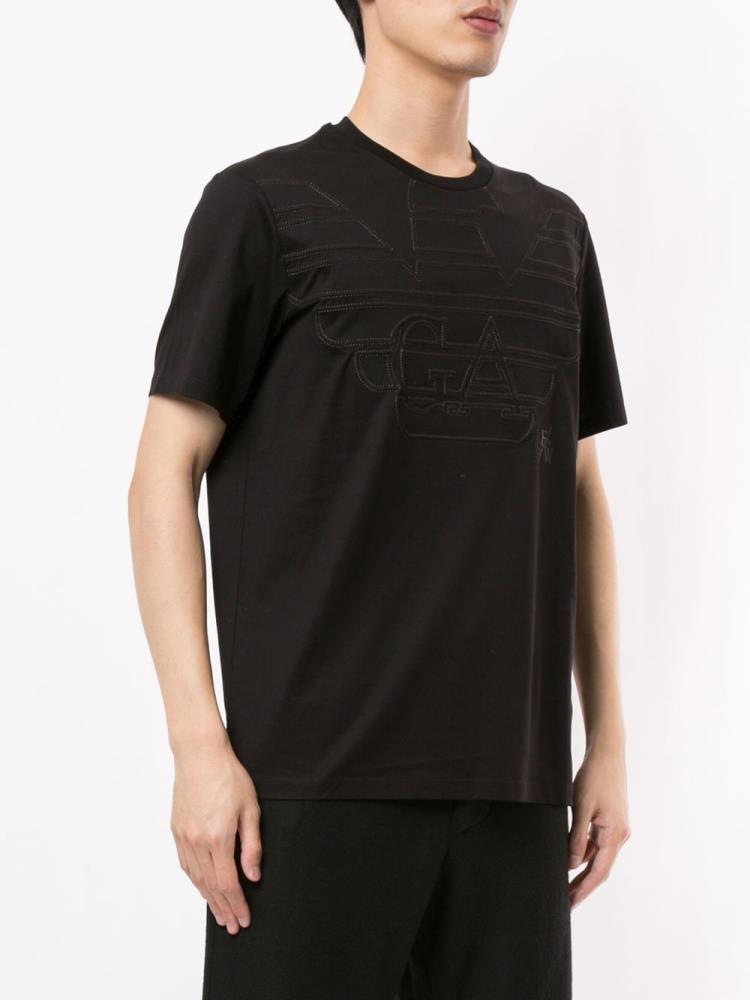 Camiseta Armani Emporio Embroidered Eagle Logo Hombre Negras | WRZSZIHN