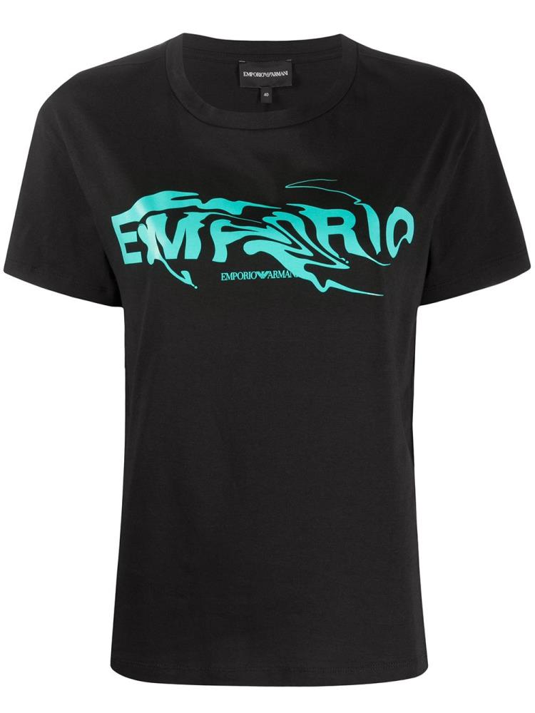 Camiseta Armani Emporio Fluid Logo Print Mujer Negras | K4UKHV22