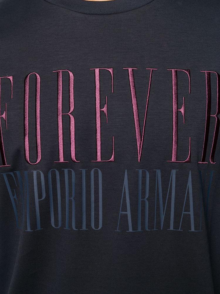 Camiseta Armani Emporio Forever Print Hombre Azules | RBDQM2NP