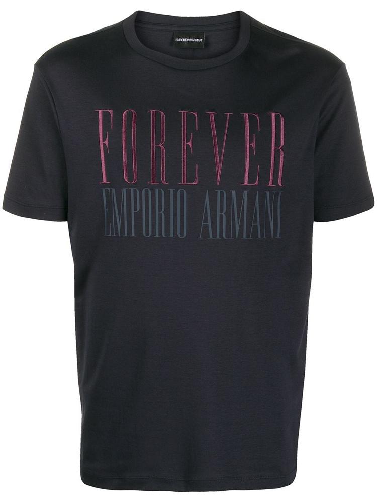 Camiseta Armani Emporio Forever Print Hombre Azules | RBDQM2NP