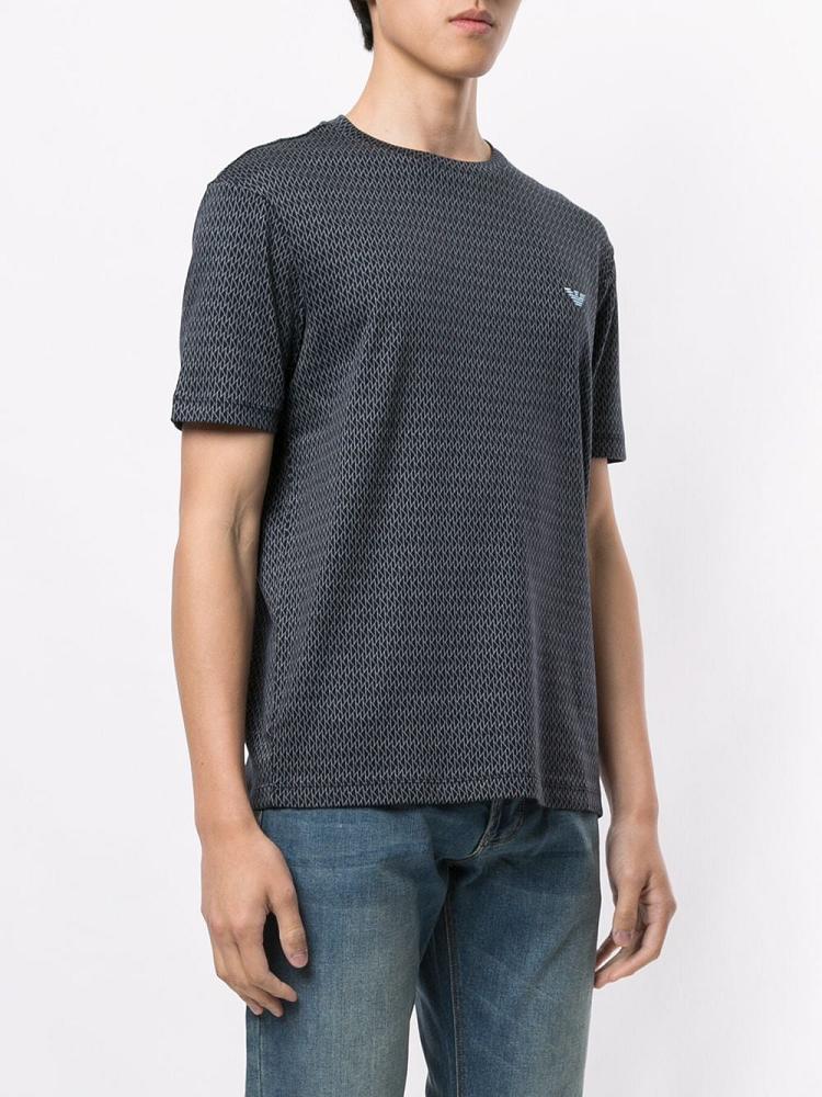 Camiseta Armani Emporio Geometric Print Hombre Azules | SXRBQ3QU