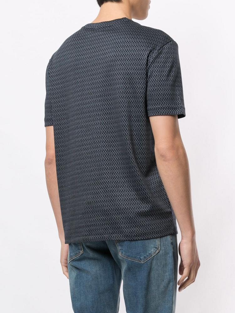 Camiseta Armani Emporio Geometric Print Hombre Azules | SXRBQ3QU