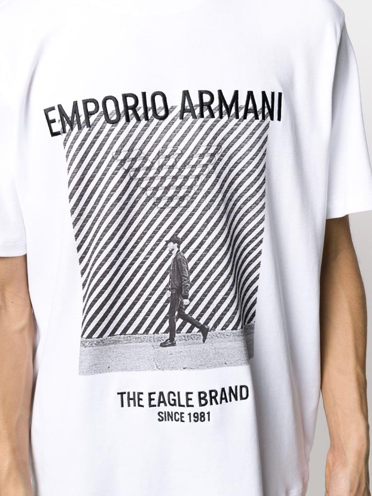 Camiseta Armani Emporio Graphic Print Hombre Blancas | Q2Z8A0YX