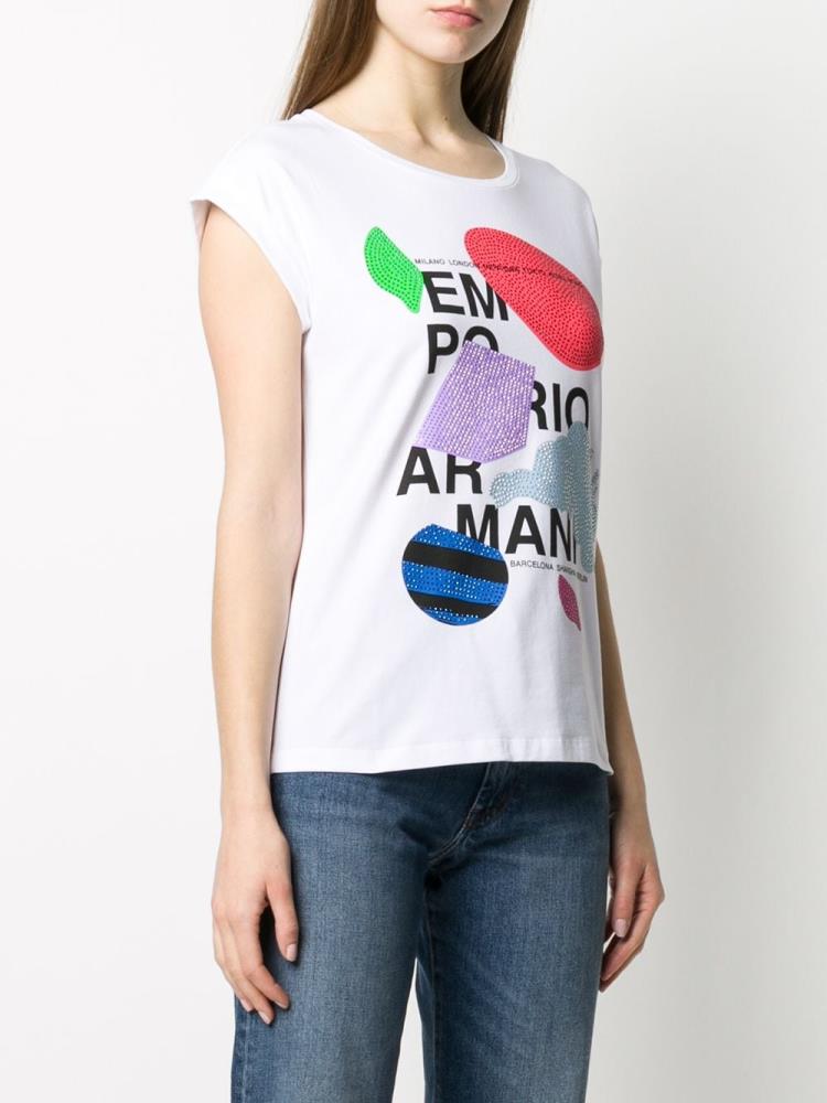 Camiseta Armani Emporio Graphic Print Mujer Blancas | Q7VKRIF3