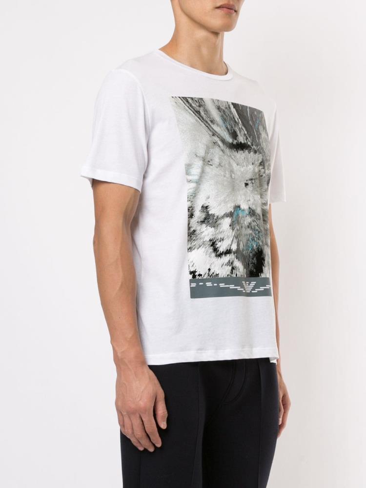 Camiseta Armani Emporio Illusion Print Hombre Blancas Gris | 2HYZ5IUD