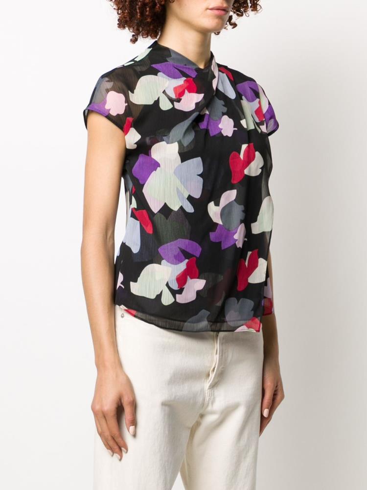 Camiseta Armani Emporio Layered Floral Print Mujer Negras | AQZELT6R