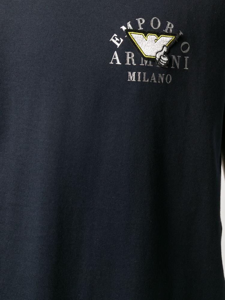 Camiseta Armani Emporio Logo Appliqué Crew Neck Hombre Azules | FBJ1LVIE