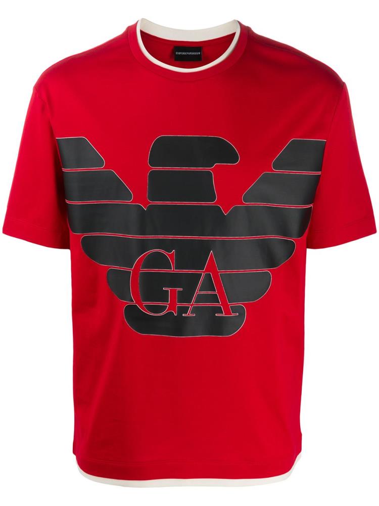 Camiseta Armani Emporio Logo Crew Neck Hombre Rojas | D19P8TQQ