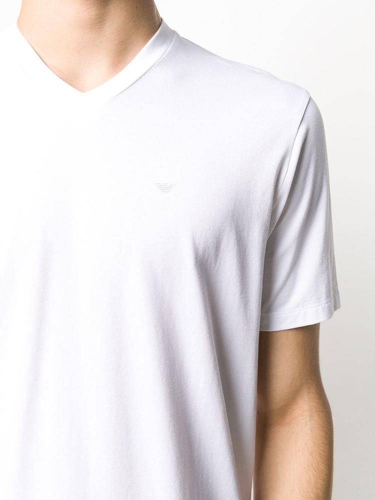 Camiseta Armani Emporio Logo Detail V Neck Hombre Blancas | VD66L45Q