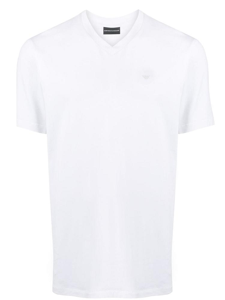 Camiseta Armani Emporio Logo Detail V Neck Hombre Blancas | VD66L45Q