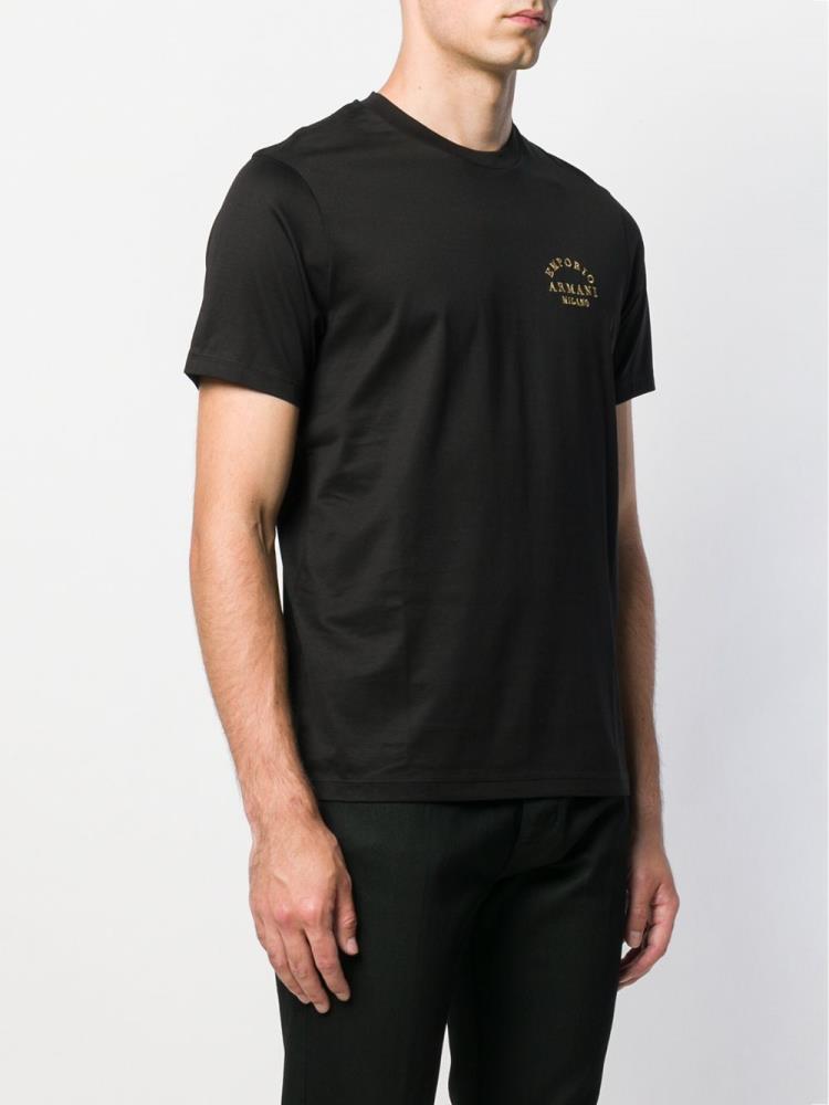 Camiseta Armani Emporio Logo Embroidered Hombre Negras | 6OY3YULG