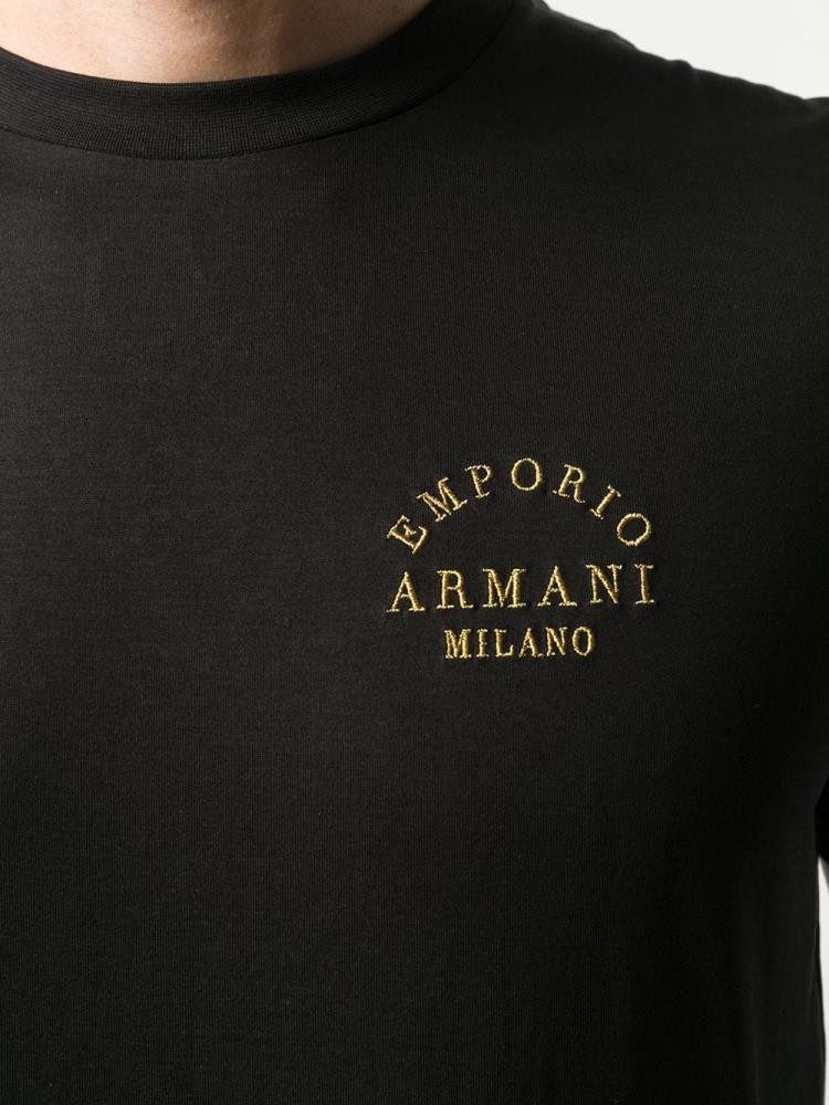 Camiseta Armani Emporio Logo Embroidered Hombre Negras | 6OY3YULG