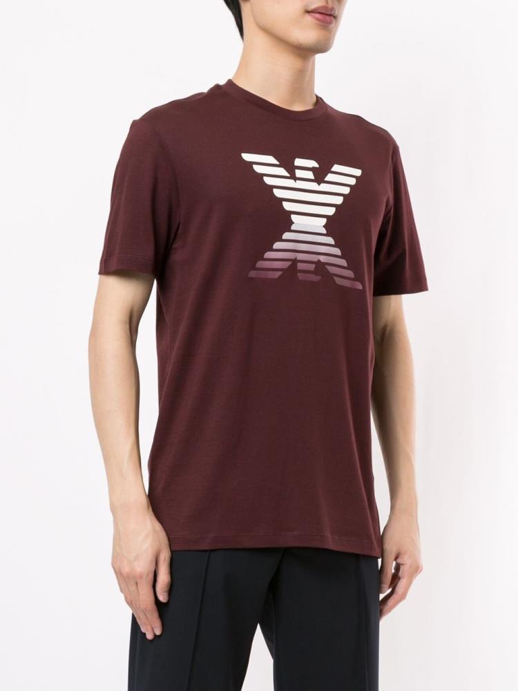 Camiseta Armani Emporio Logo Hombre Rojas | UJ8XCFIV