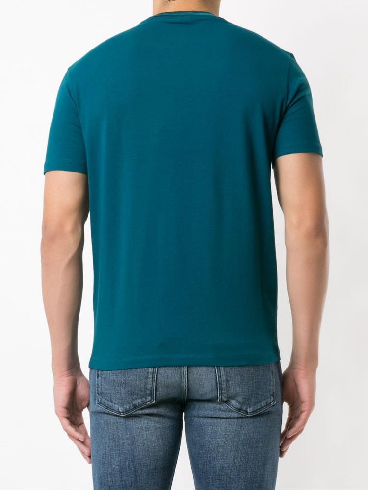 Camiseta Armani Emporio Logo Patch Corta Sleeve Hombre Verde | 855U7TL6