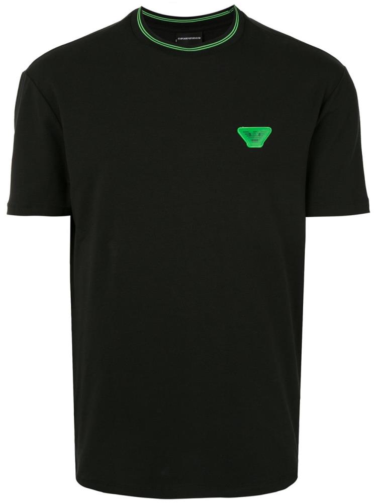 Camiseta Armani Emporio Logo Patch Hombre Negras | AB8ARN17