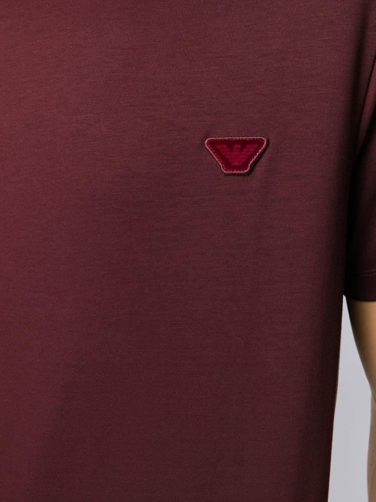 Camiseta Armani Emporio Logo Patch Crew Neck Hombre Rojas | E6WZ9E85