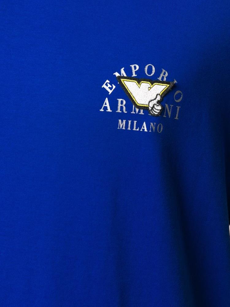 Camiseta Armani Emporio Logo Patch Crew Neck Hombre Azules | HYJ2YXCL