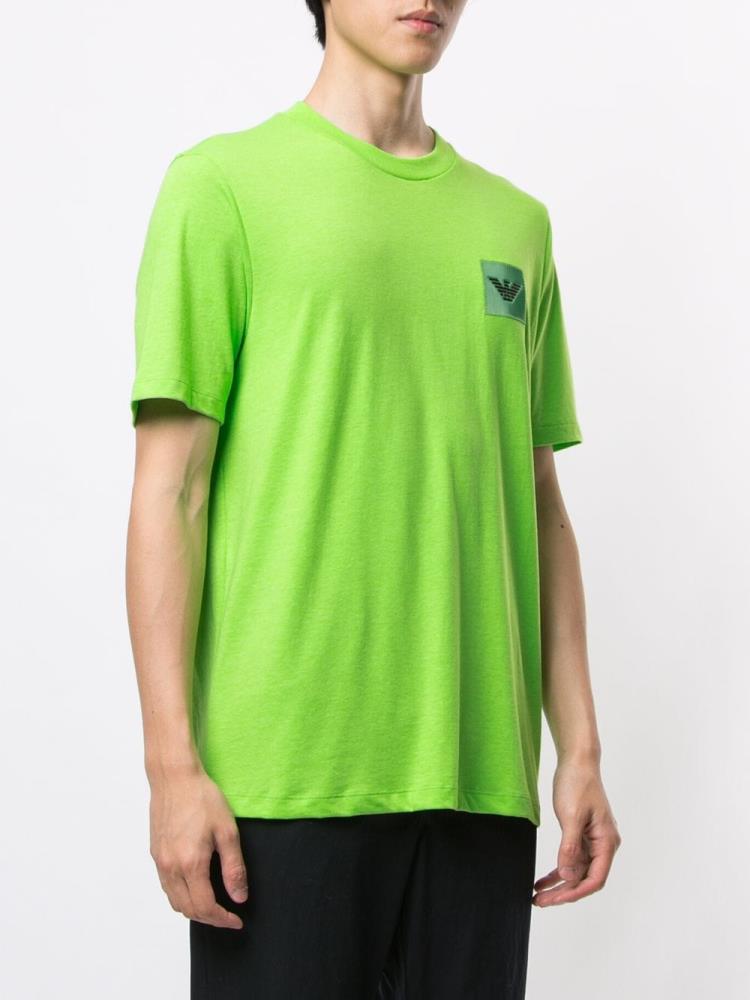 Camiseta Armani Emporio Logo Patch Hombre Verde Negras | J5GKT6PP