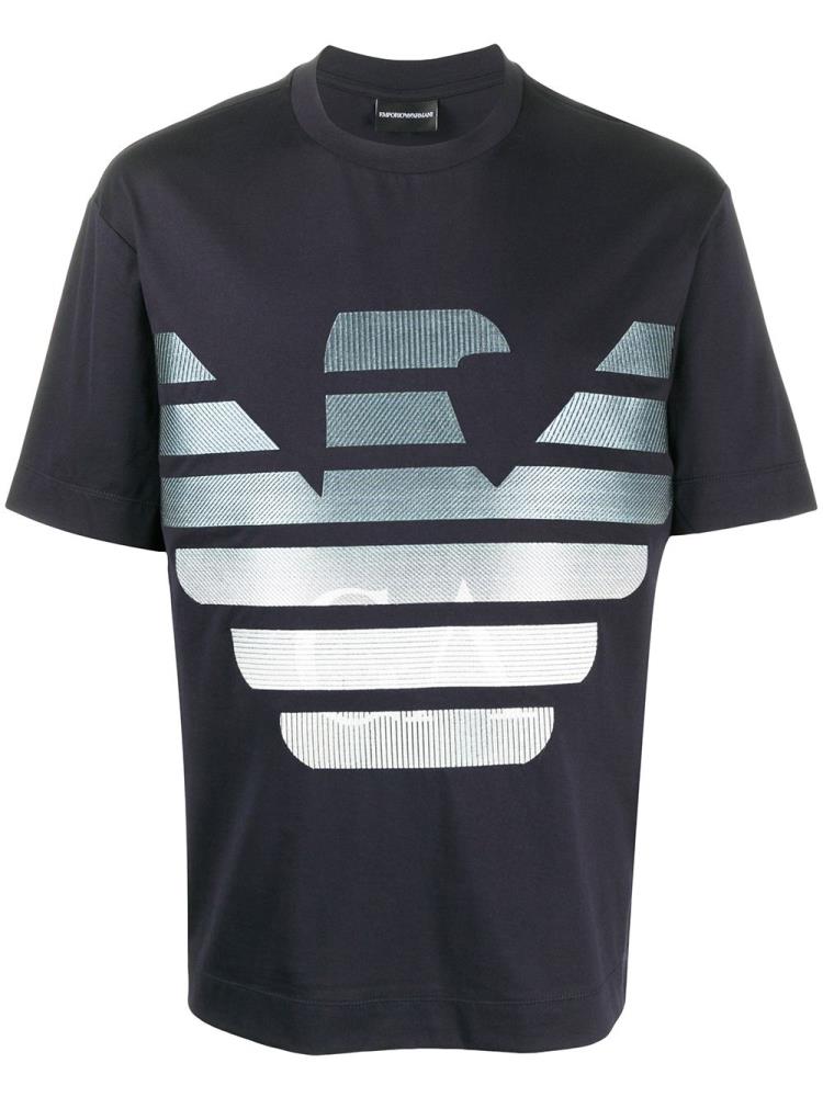 Camiseta Armani Emporio Logo Print Hombre Azules | 0IU2T4Z1