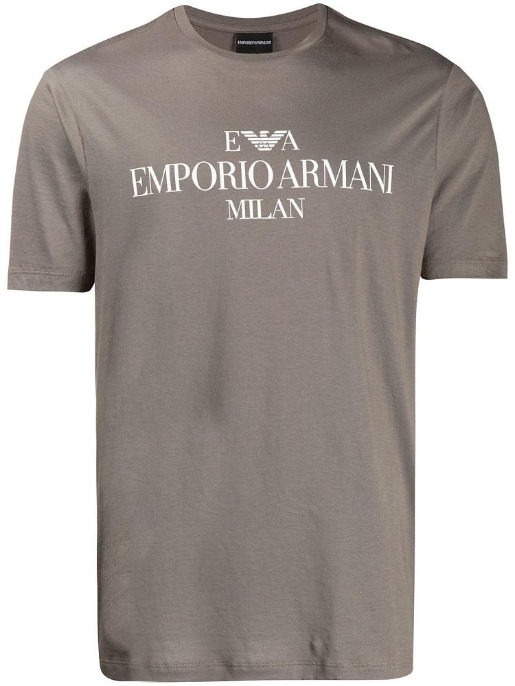 Camiseta Armani Emporio Logo Print Hombre Beige | ANBN4YBE