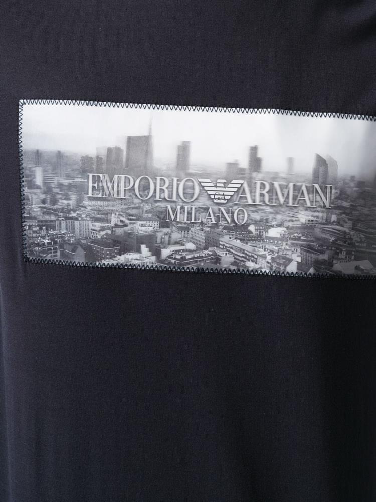 Camiseta Armani Emporio Logo Print Hombre Azules | CV0YR7E4