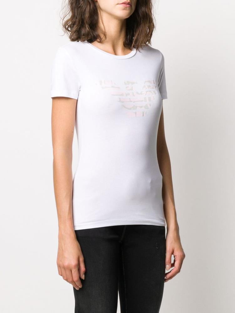 Camiseta Armani Emporio Logo Print Mujer Blancas | DL1VD4PG