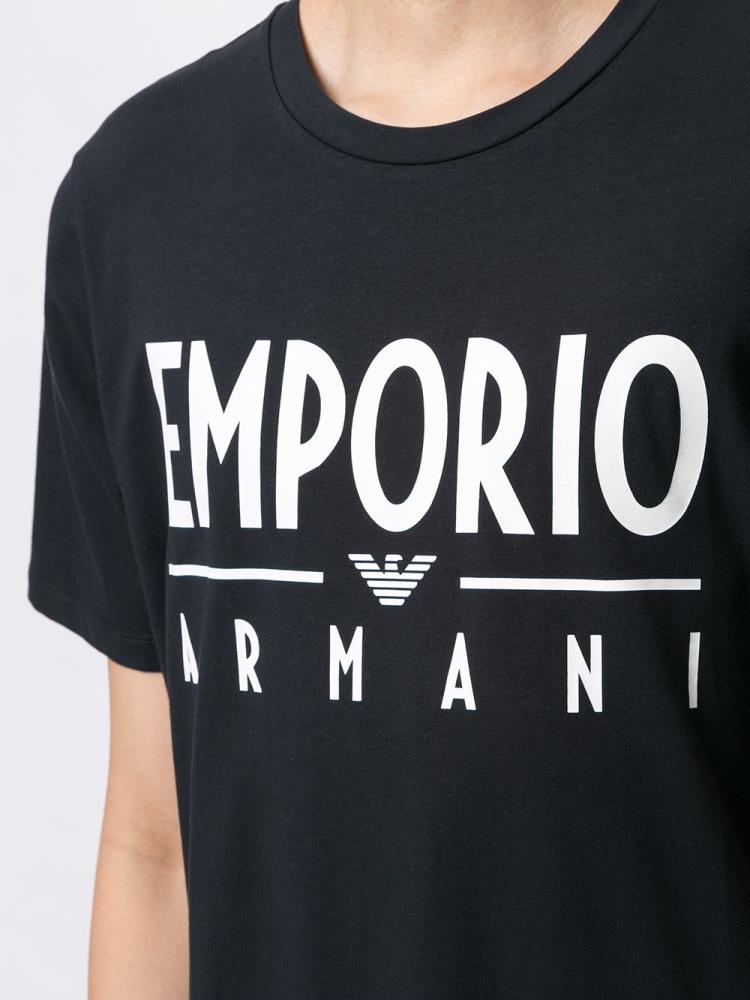 Camiseta Armani Emporio Logo Print Hombre Azules Blancas | EQUCSA78