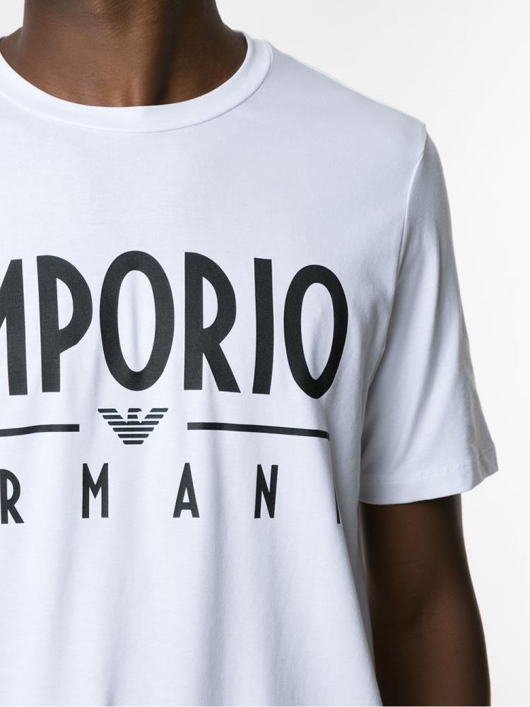 Camiseta Armani Emporio Logo Print Hombre Blancas | ERC4XZTZ