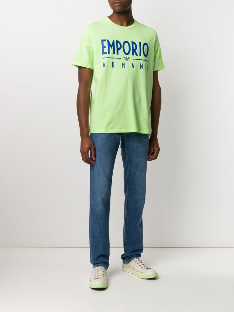 Camiseta Armani Emporio Logo Print Hombre Verde | I6VURAJR