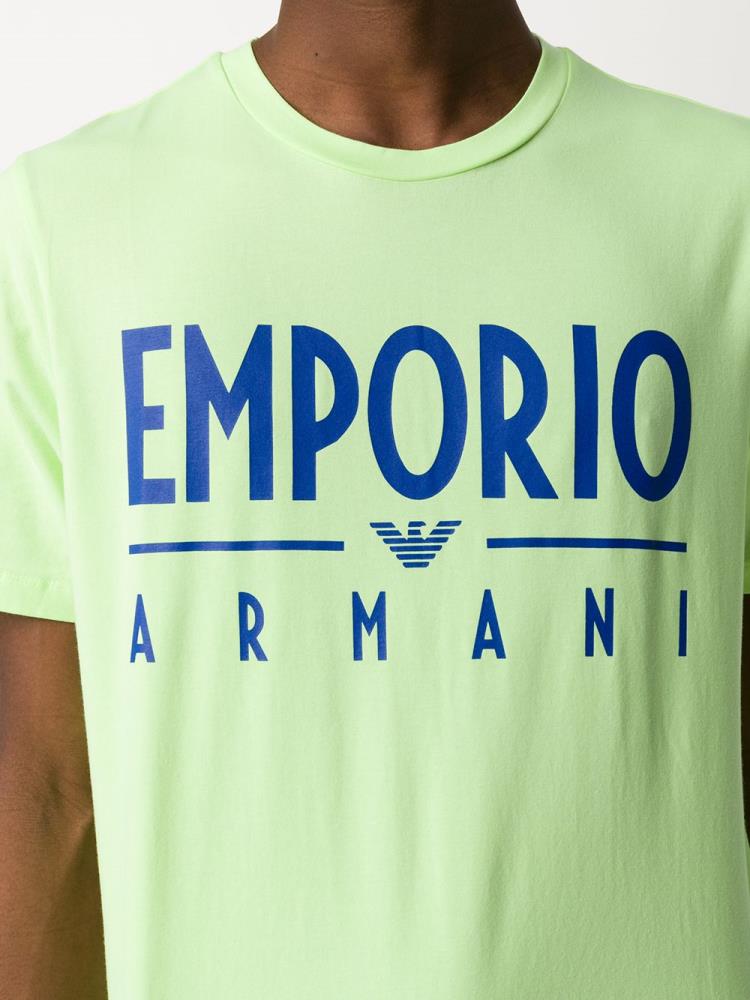 Camiseta Armani Emporio Logo Print Hombre Verde | I6VURAJR