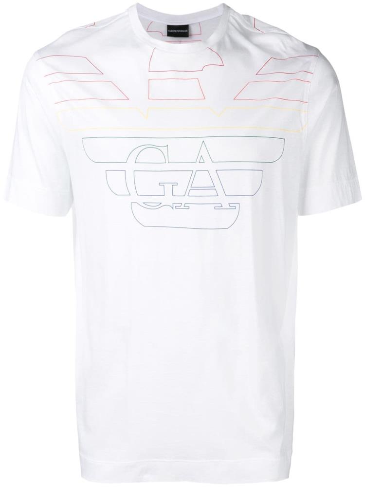 Camiseta Armani Emporio Logo Print Hombre Blancas | NN3NDOCH