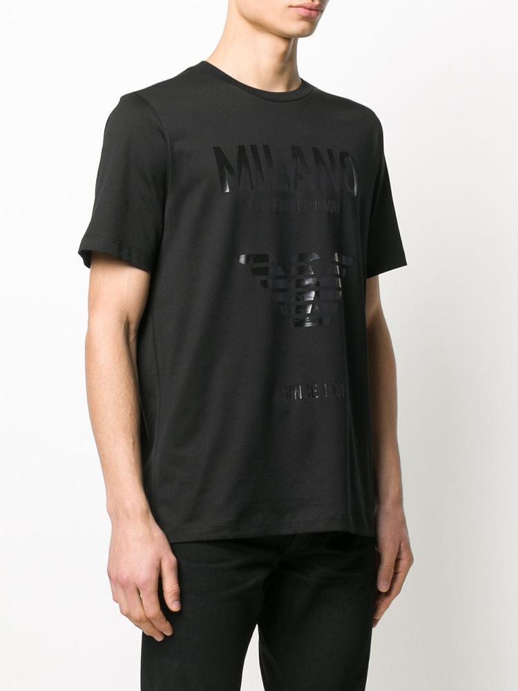 Camiseta Armani Emporio Logo Print Hombre Negras | OUIJ8DX8