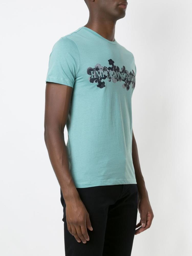 Camiseta Armani Emporio Logo Print Hombre Verde | R72G66KQ